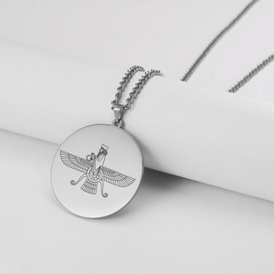 Acier inoxydable Iranien Persan Farvahar Collier Zoroastrien Pendentif Ahura Mazda Religieux Collier Bijoux Cadeaux pour Femmes Hommes - Product Image 4