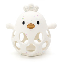 Hochet de dentition en silicone sans BPA, motif animal de dessin animé, hibou et poussin mignons, jouet creux à saisir pour bébé, jouet sensoriel à mâcher pour soulager les poussées dentaires, cadeau