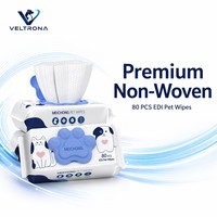MEICHONG EDI Hondendoekjes 80 Stuks Premium Non-Woven Zachte Natuurlijke Doekjes met Pootprint Deksel voor Katten en Honden