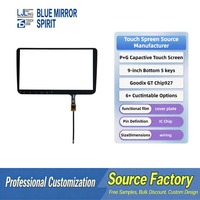 Pantalla Táctil Capacitiva de 9 Pulgadas P+G con 5 Teclas en la Parte Inferior, Interfaz I2C, Compatible con Multitáctil, Apta para Navegación GPS para Automóviles MP5