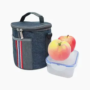 Factory Manufacturer Not Trading Company Supplier Custom Oxford Denim Colors Barrel Round Cooler Lunch Bag for Lunch box food