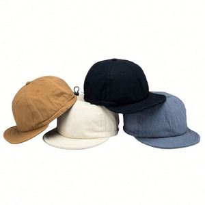 Wholesale Vintage Fashion Short Men's and Women's Black Wash Soft <b>Top</b> Drawstring Tooling Curved Brim Baseball Cap - Product Image 1