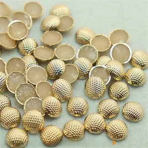 Customized Surface Treatment Pattern Round Convex Soft Gold Star Hot Fix Nailhead For Decoration