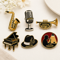 Manufacturer Wholesale Custom Jazz Music Enamel Pins Saxophone Trumpet Metal Lapel Badge for Music Theme Collection