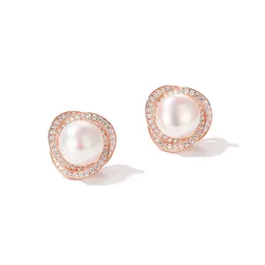 FBA Pure Pearl 925 Silver Filled Earring for Women Freshwater Pearl Bizuteria Garnet Jewelry Topaz Stud Earring Gemstone