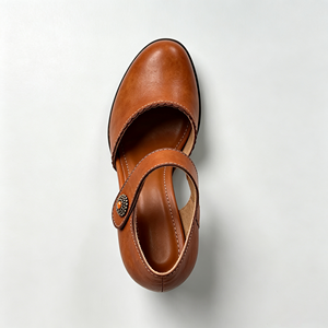 Luxury Designer Women Leather Shoes Low Heeled Shoes <strong>Closed</strong> <strong>Toe</strong> Cutout Women <strong>Block</strong> <strong>Heel</strong> Sandals <strong>With</strong> <strong>Ankle</strong> <strong>Strap</strong> - Product Image 2