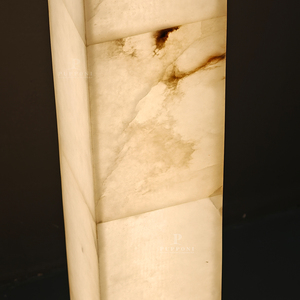 Lámpara de pie minimalista de ónix natural con base de mármol para proyectos hoteleros - Product Image 3