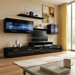 Neues Design Glänzendes Holz-TV-Schrank-Set mit LED-Beleuchtung Modern Marke ASTO - Product Image 4