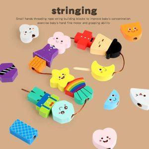 ของเล่นไม้สำหรับเด็กวัยหัดเดิน Montessori การเรียงลำดับสีสันสดใสน่ารักเกมเชือกผูกหลายฟังก์ชันสำหรับเด็กวัยหัดเดิน - Product Image 5
