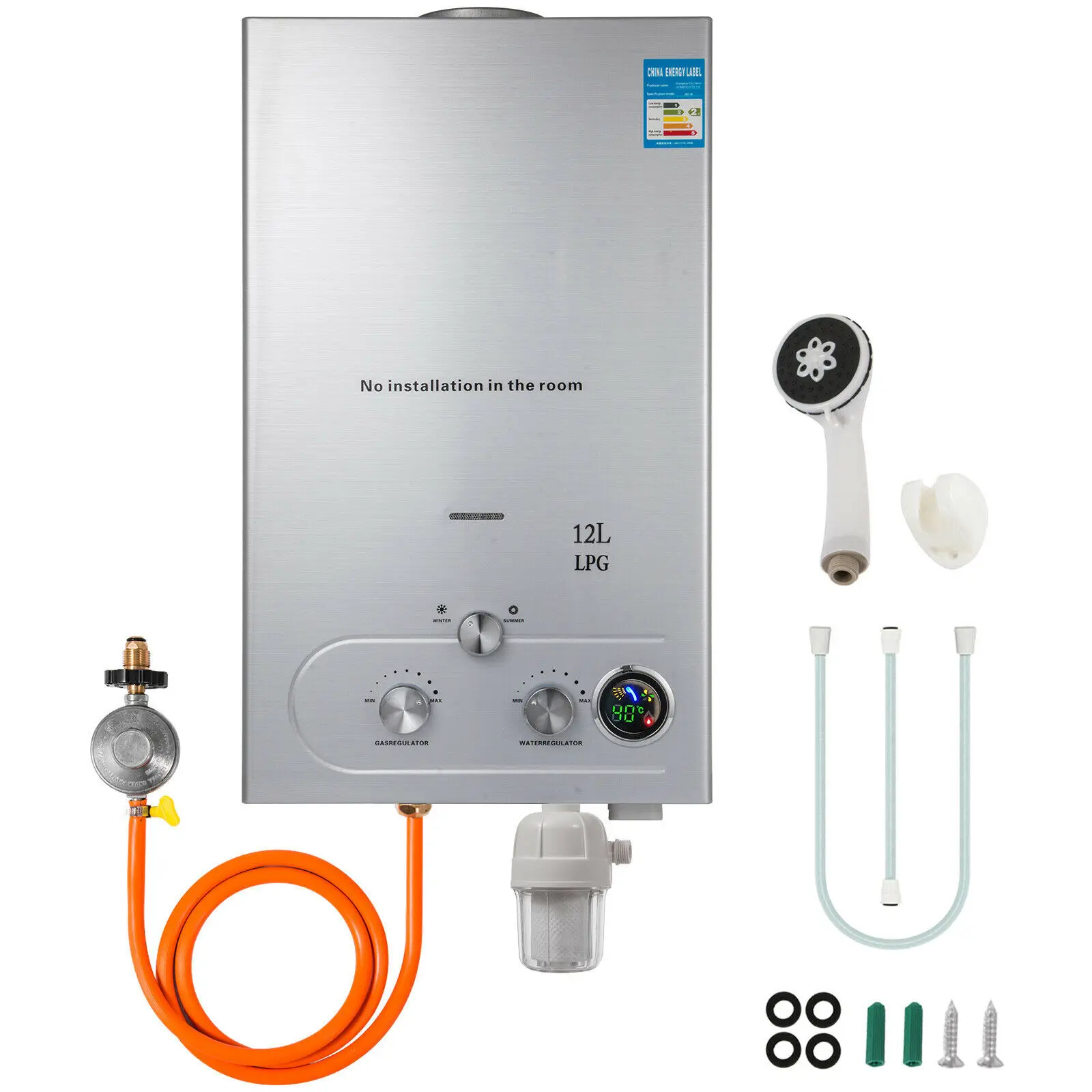 Chauffe-eau électrique instantané sans réservoir, au gaz gpl Propane, 12l, pour la salle de bain et la douche