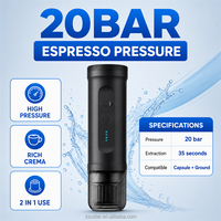 Machine à café portable en capsule, machine à expresso chauffante rechargeable pour les voyages, la voiture, le camping, charge USB, certifiée CE FCC ROHS