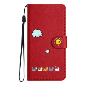 Funda de Cuero con Diseño de Gato y Nubes, Antigolpes, con Cierre Magnético y Carcasa Interior Protectora para iPhone 17 Pro <span class=keywords><strong>Max</strong></span> - Product Image 1
