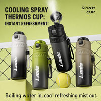 Bouteille d'eau isotherme portable de 630 ml avec pulvérisateur, thermos sport en acier inoxydable avec paille pour le cyclisme et la salle de sport