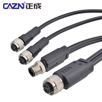 Adaptor Splitter M12 2-12 Pin Konektor Jantan Betina Berperingkat IP67 Inti Tembaga Untuk Penggunaan Elektronik 1m/2m/5m Panjang Kustom Selubung PVC