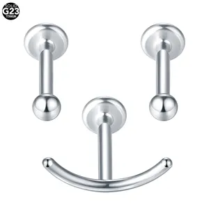 1 set/3 pieces ASTM F136 Titanium Internally Threaded Smile Crying Face Lip Labret Studs Helix Ear Piercing Body Jewelry