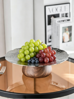 Plateau à fruits en acier inoxydable, plateau de service pour le salon, table basse pour fruits, noix séchées et en-cas, option cadeau