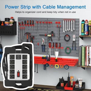 Regleta de alimentación industrial de pared con 10 tomas de CA, resistente, con puertos USB, protector contra sobretensiones de 2700J, cable de extensión de 5 pies, enchufe gris - Product Image 6