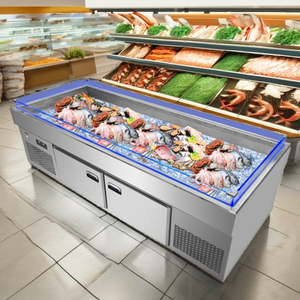 8-thương mại mở Top thép không gỉ tủ lạnh tủ đông làm mát cá hải sản hiển thị tủ lạnh Showcase siêu thị nhà bếp thịt - Product Image 3
