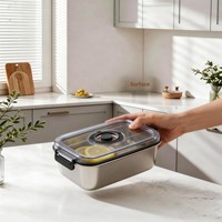 Boîte de conservation alimentaire en acier inoxydable 304 avec couvercle hermétique sous vide, empilable, boîte à bento étanche, boîte à lunch, préparation des repas
