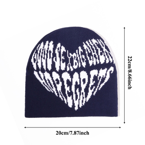 Biểu Tượng Tùy Chỉnh Beanie <span class=keywords><strong>Hat</strong></span> Jacquard Đan In Thư Trái Tim Thời Trang Ngoài Trời Acrylic Beanies Ấm Cho Người Đàn Ông Và Phụ Nữ Mùa Đông Ấm Áp Mũ - Product Image 2