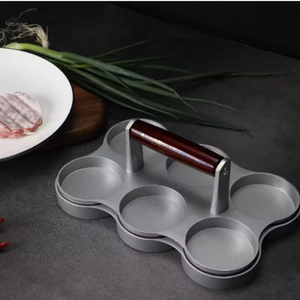 Outils de cuisine antiadhésifs, barbecue, pique-nique, grille à double trou, mini presse à hamburgers manuelle, moule à hamburgers, presse à galettes - Product Image 3