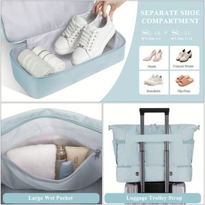 Sac de voyage cosmétique en gros, grand sac à roulettes de 21 pouces, ensemble de 2 pièces avec compartiment à chaussures, sac de voyage - Product Image 3