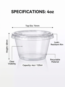 Gobelet soufflé en plastique transparent FULING personnalisé de 4 oz, gobelet à sauce jetable - Product Image 1