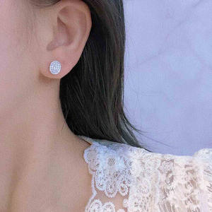 Pendientes de Diamantes Ovalados en Oro Blanco, Joyería Clásica de Boda para Mujer, con Engaste Circular, Pendientes Finos - Product Image 5