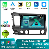 Autoradio multimédia Android pour Honda Civic 2006-2011, navigation GPS, audio stéréo, 5G, Car-play, unité principale