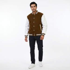 New Arrival <b>Letter</b> Rib Sleeve Cotton Fashion Logo Single Breasted Casual Varsity Baseball <b>Jacket</b> Spring Autumn Outerwear - Product Image 1