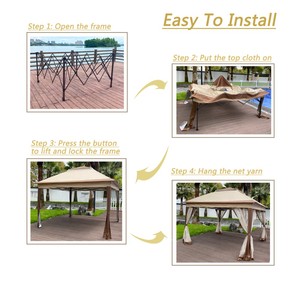 Outdoor 11x11Ft Pop Gazebo <b>Canopy</b> Removable Zipper Netting 2-Tier Soft Top Eco-Friendly Metal Frame Event <b>Tent</b> for Patio Garden - Product Image 5