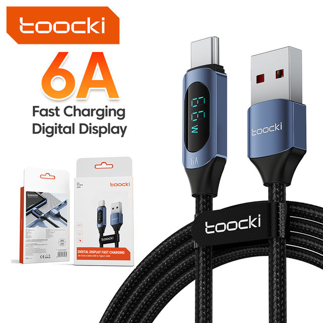 Toocki 100W 66W 27W 20W Digital Fast Charging Power Display LED USB C Cable