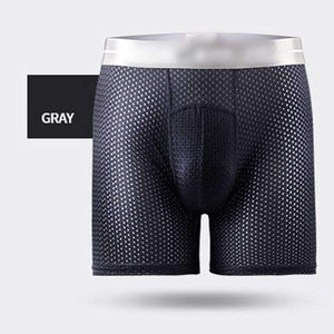 Boxer à jambes longues personnalisé de haute qualité pour hommes Short de sport tricoté respirant à la mode uni pleine taille Long Boxer Shorts - Product Image 6