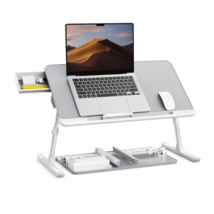 Table de lit pour ordinateur portable, bureau de lit réglable pour ordinateur portable, support d'ordinateur portable pliable <span class=keywords><strong>avec</strong></span> <span class=keywords><strong>tiroir</strong></span> de rangement pour manger - Product Image 1