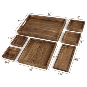 Bandeja de Madera Rústica con Vetas Naturales para Servir, Elegante Bandeja Decorativa para Mesa de Centro y Comedor, en Venta por Exportador Indio - Product Image 3