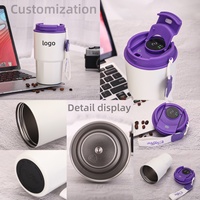 Tasse Cafe Thermique Portable Acier Inox Isotherme LOGO Personnalise Corde Poignee Affichage Temp Double Paroi Chaud Froid 6-12