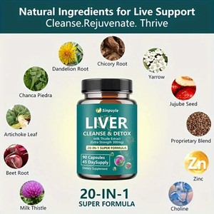 USA local stock Natural Herbal <b>Liver</b> Health Support <b>Supplements</b> Milk Thistle Dandelion <b>Liver</b> Detox Cleanse Capsules - Product Image 5