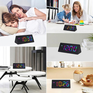 Reloj Digital LED Inteligente Moderno con Pantalla Triangular, Fecha, Hora, Temperatura, <span class=keywords><strong>Calendario</strong></span>, Alarma, de Madera, Eléctrico, para Dormitorio o Escritorio - Product Image 6