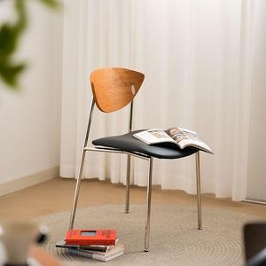 Chaise d'appoint nordique rétro design, dossier en bois massif, structure en fer, pour adulte - Product Image 3