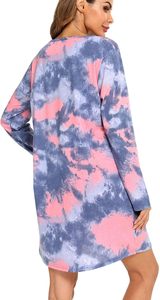 <span class=keywords><strong>Camicie</strong></span> <span class=keywords><strong>da</strong></span> <span class=keywords><strong>Notte</strong></span> <span class=keywords><strong>da</strong></span> Donna in Cotone Stampato, Elasticizzate in Vita, a Maniche Lunghe, Lunghezza al Ginocchio, Traspiranti, per Primavera, Estate e Autunno - Product Image 3