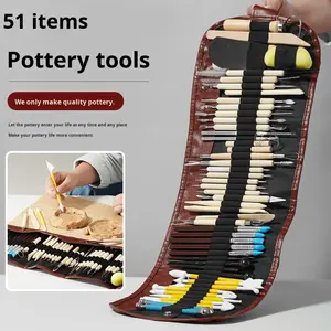 51 pièces ensemble d'outils faits à <span class=keywords><strong>la</strong></span> main en argile polymère pour l'école <span class=keywords><strong>de</strong></span> sculpture en céramique et le studio d'art pour les professionnels du <span class=keywords><strong>domaine</strong></span> - Product Image 2