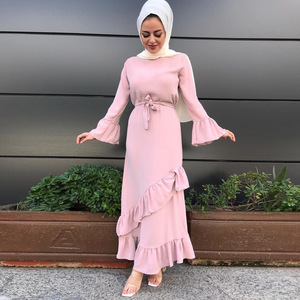 Robe abaya ample élégante pour femmes couleur unie manches longues Robe respirante Cardigan pour la prière islamique inspirée par Dubaï Turquie - Product Image 6