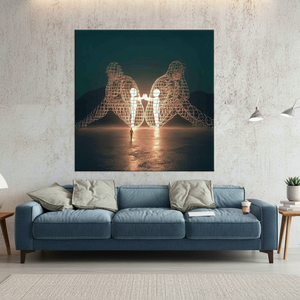 Modern Tempered Glass Wall Art: Burning Man Couple Canvas Print,<b>WRAPPED</b> CANVAS - Product Image 3