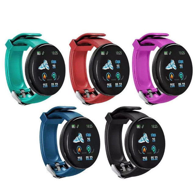 D18sMen's & Women's Round Fitness Smartwatch With Heart Rate Monitor Digital Compass Function Stylish Inteligente Reloj