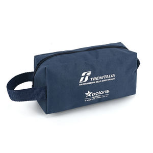 Tas Kosmetik Ramah Lingkungan Grosir Custom, Dapat Digunakan Kembali, Berbahan Kain Oxford Abu-abu Daur Ulang dengan Pola Titik dan Logo Custom - Product Image 2