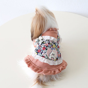 Adorabile Abito a Gonna con Stampa Floreale e Coniglietto <span class=keywords><strong>per</strong></span> Cani, <span class=keywords><strong>per</strong></span> Autunno e Inverno - Product Image 2