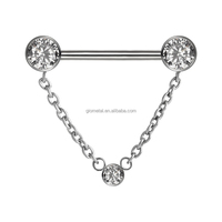 Nouveau Giometal ASTM F136 Titane Titane Gemmed Mamelon Bouclier Sexy Piercing Mamelon Anneau Piercing Bijoux pour Femmes Hommes