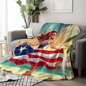 ผ้าห่มนุ่มสบาย ของที่ระลึกจากเปอร์โตริโก ผ้าห่มลายธงชาติเปอร์โตริโกแบบกำหนดเอง สำหรับโซฟา เตียง หรือการเดินทาง - Product Image 3