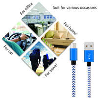 Kabel Data Pengisian Daya Cepat USB Micro Nylon Braided Berbahan Aluminium Alloy untuk Smartphone