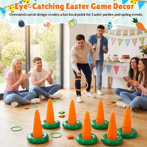 Jeu de lancer d'anneaux gonflables en PVC Seenelling Carottes de Pâques pour adultes, usage familial et scolaire, décorations de fête, amusant et mignon - Product Image 5